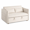 Sofa rozkładana z mikrofibry beżowa 150x85x90 cm