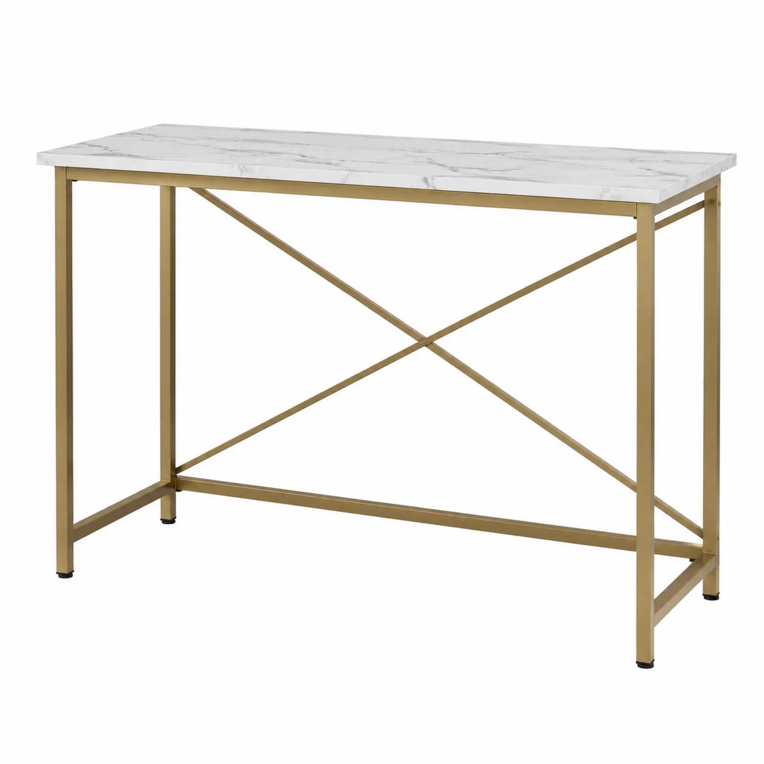 Biurko prostokątne marmur metal złoty 120x60x75cm