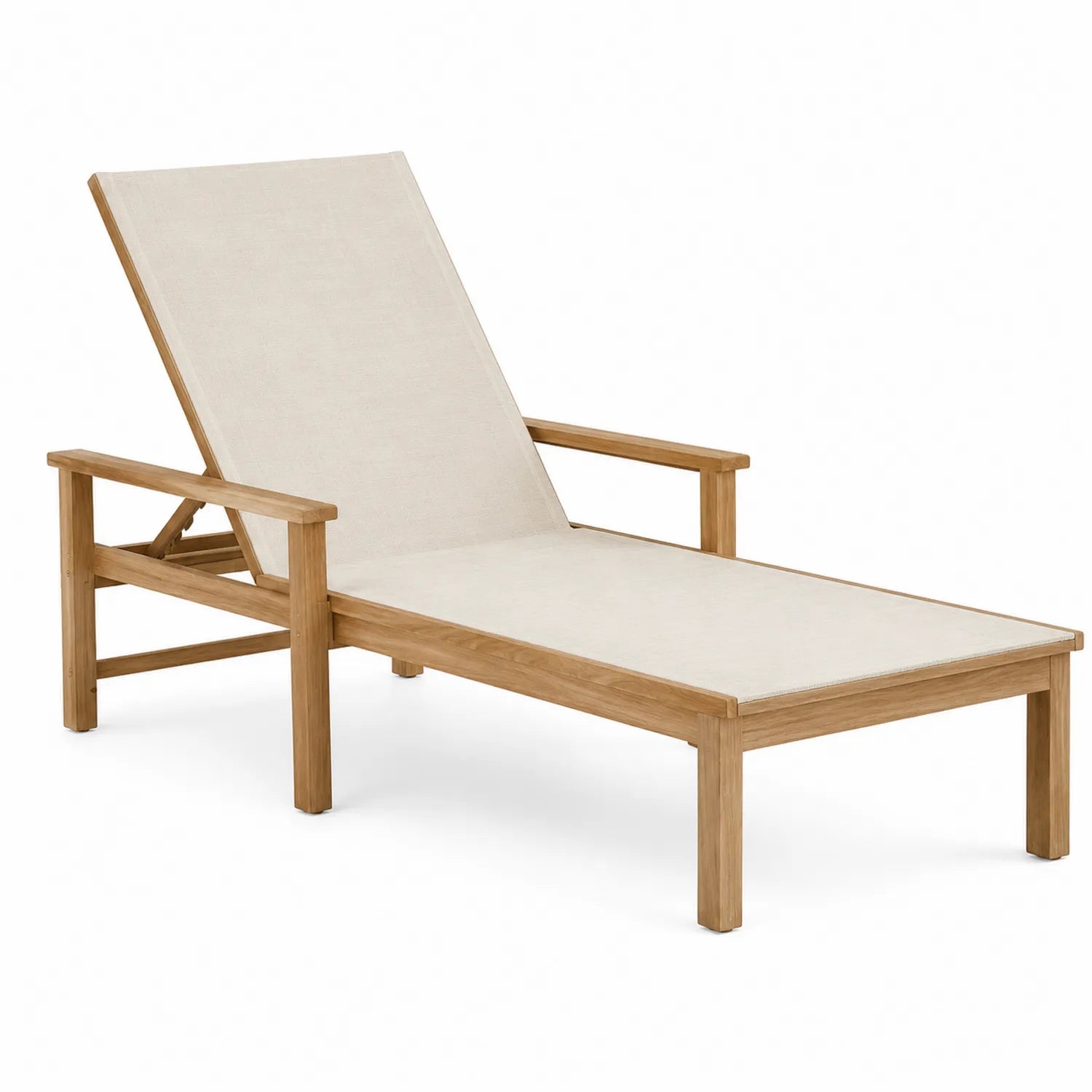 Leżak drewniany teakowy beżowy 200x65x35cm