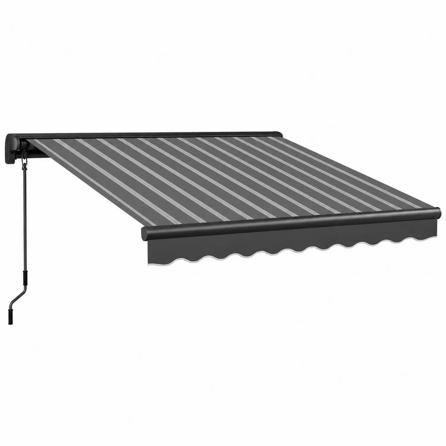 Markiza poliestrowa składana z mechanizmem korbowym, szaro-biała 300x250 cm