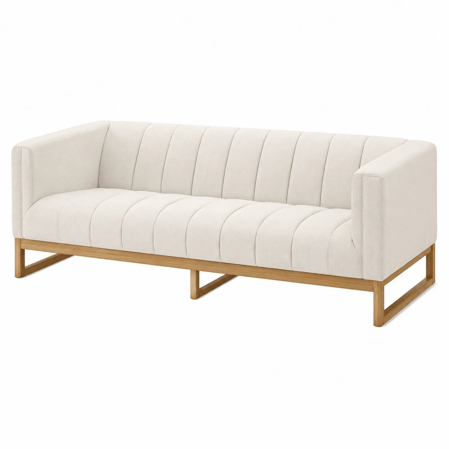 Trzyosobowa sofa tkanina beżowa 200x85x70 cm