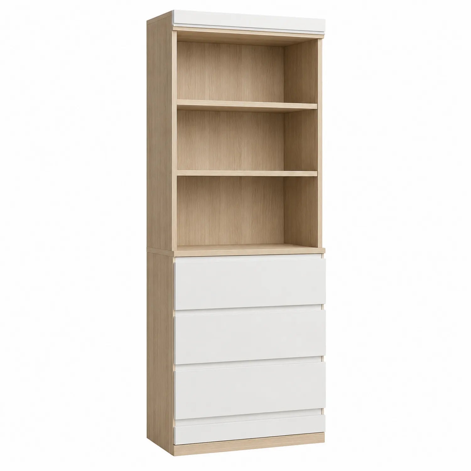 Regał z szufladami z płyty MDF biały/jasny dąb 180x80x40 cm