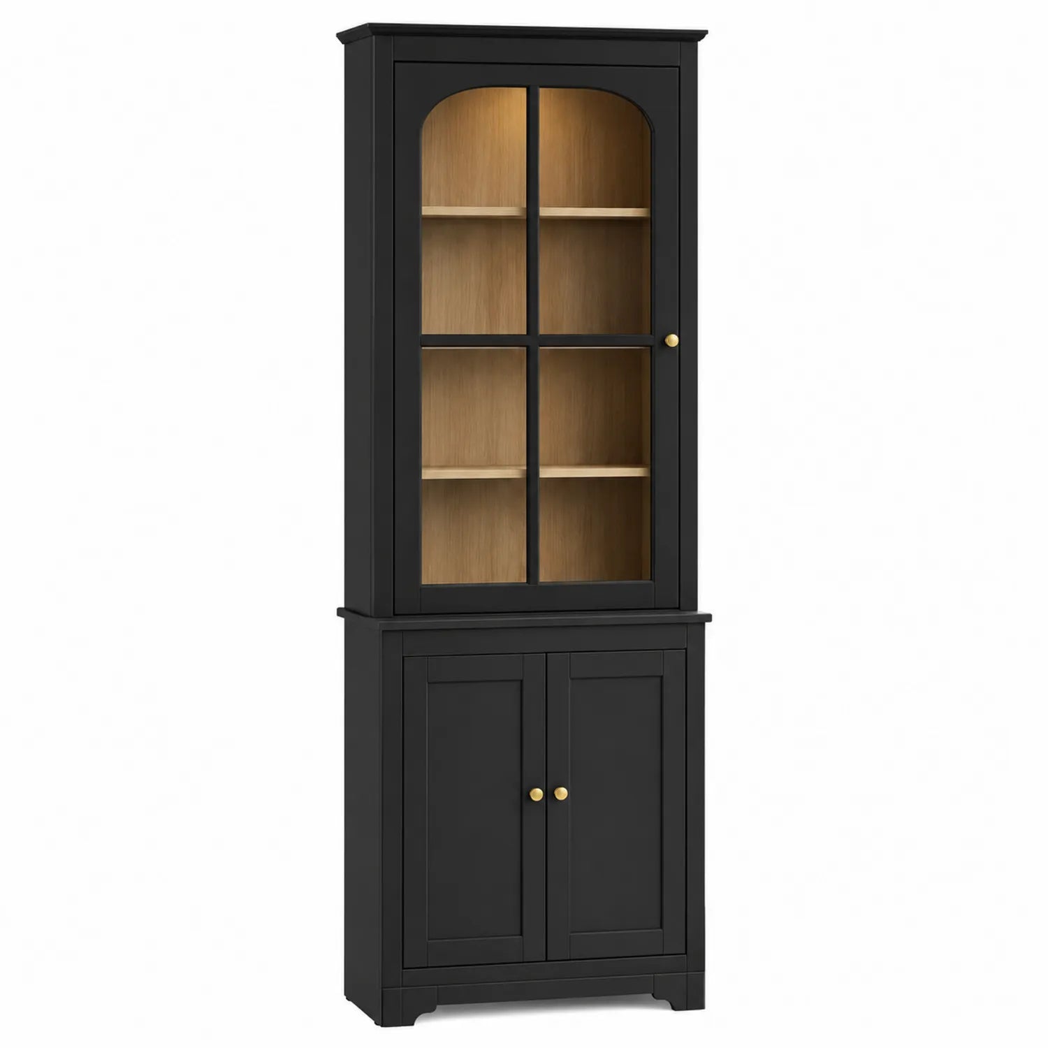 Witryna z drewna laminowanego i szkła hartowanego czarna 80x40x200 cm