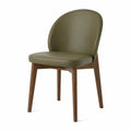 Krzesło jadalniane zielone skórzane z drewnianymi nogami