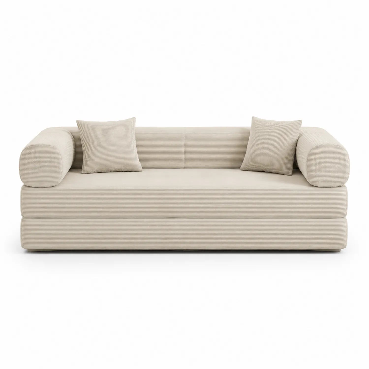 Sofa z tkaniny sztruksowej prostokątna beżowa 200cm