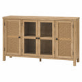Szafka RTV drewniana z plecionką trzcinową 4-drzwiowa 120x40x75 cm
