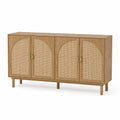 Komoda drewniana z drzwiczkami rattanowymi 150x80x40 cm