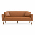 Sofa trzyosobowa z ekoskóry brązowa 220x85x75 cm