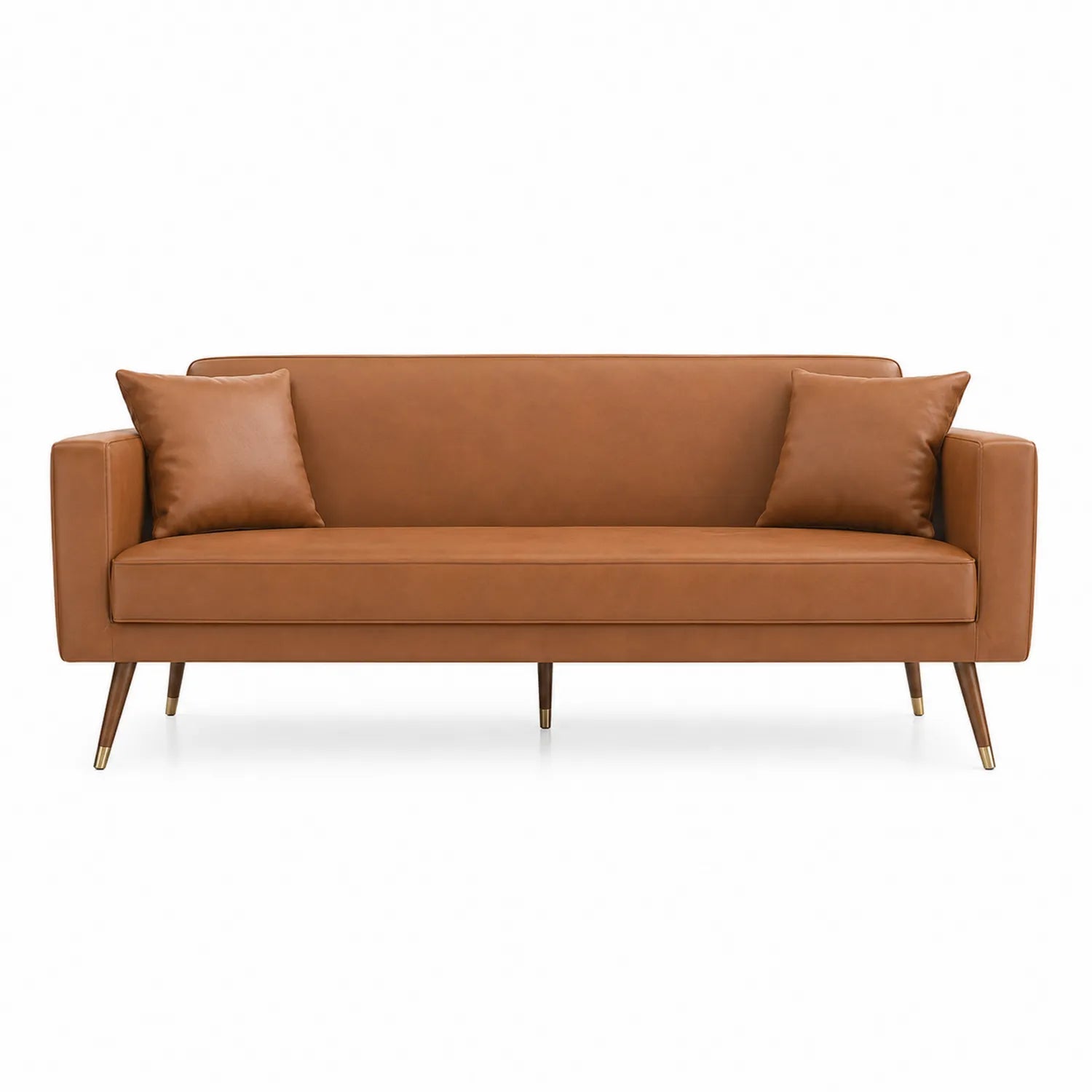 Sofa trzyosobowa z ekoskóry brązowa 220x85x75 cm