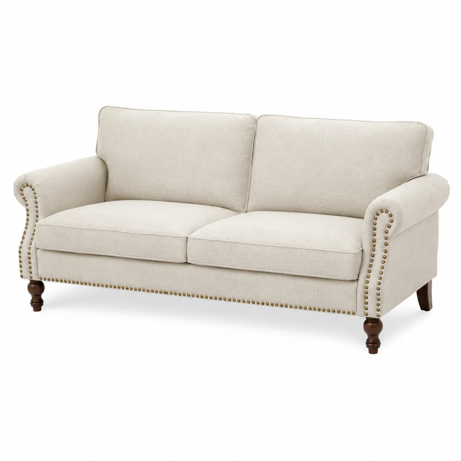 Sofa z Tkaniny Kremowa 200 cm
