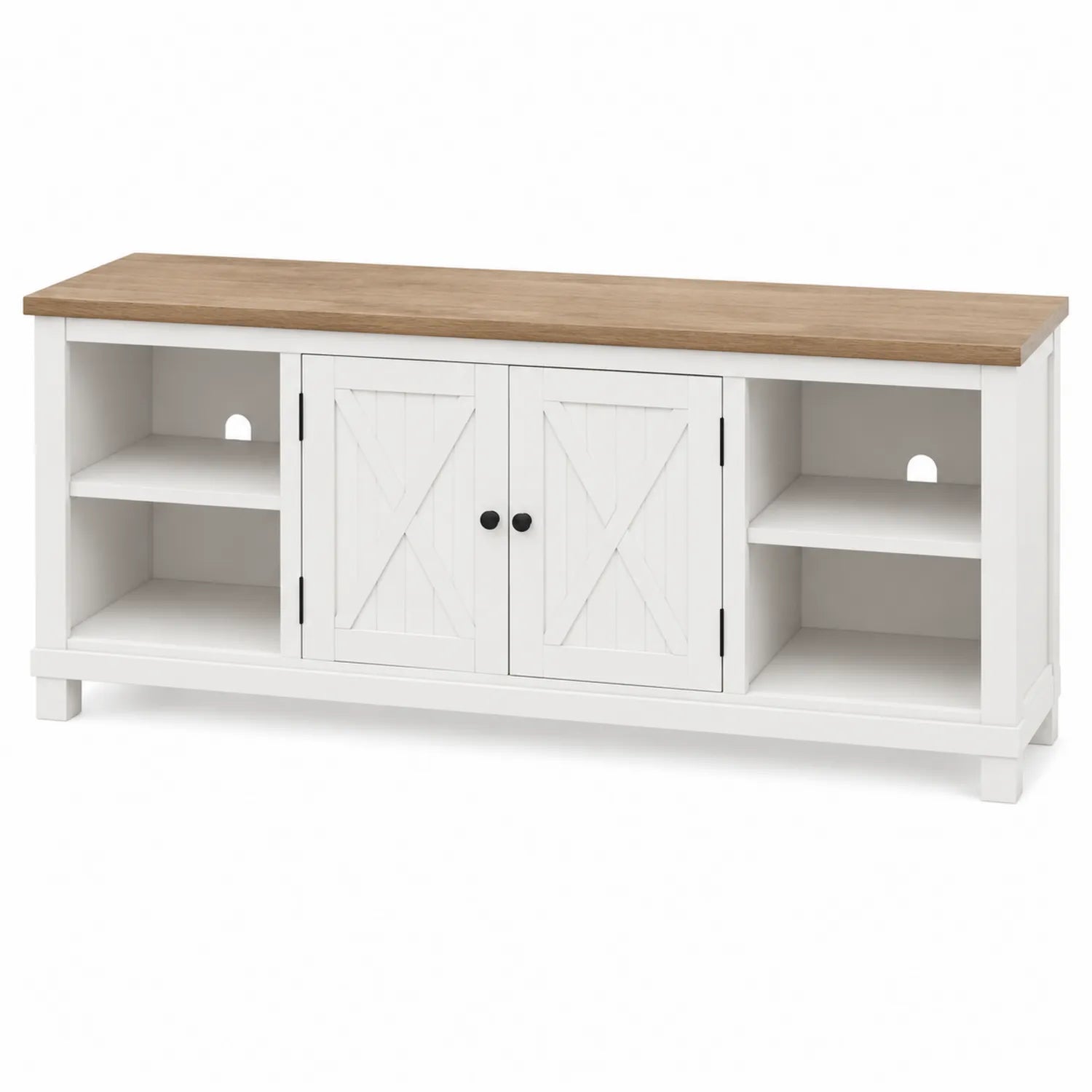Szafka RTV drewniana z półkami biała 120x40x50 cm