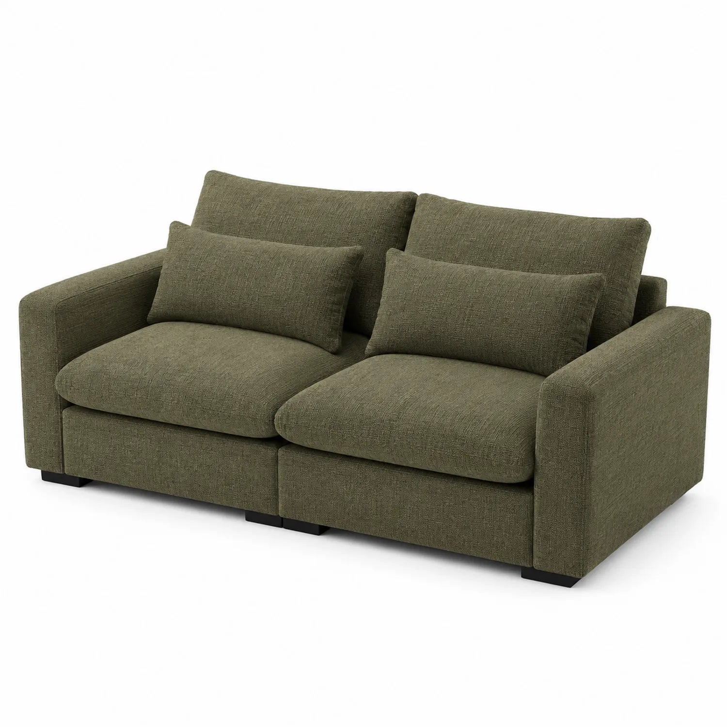 Dwuosobowa sofa z tkaniny oliwkowej