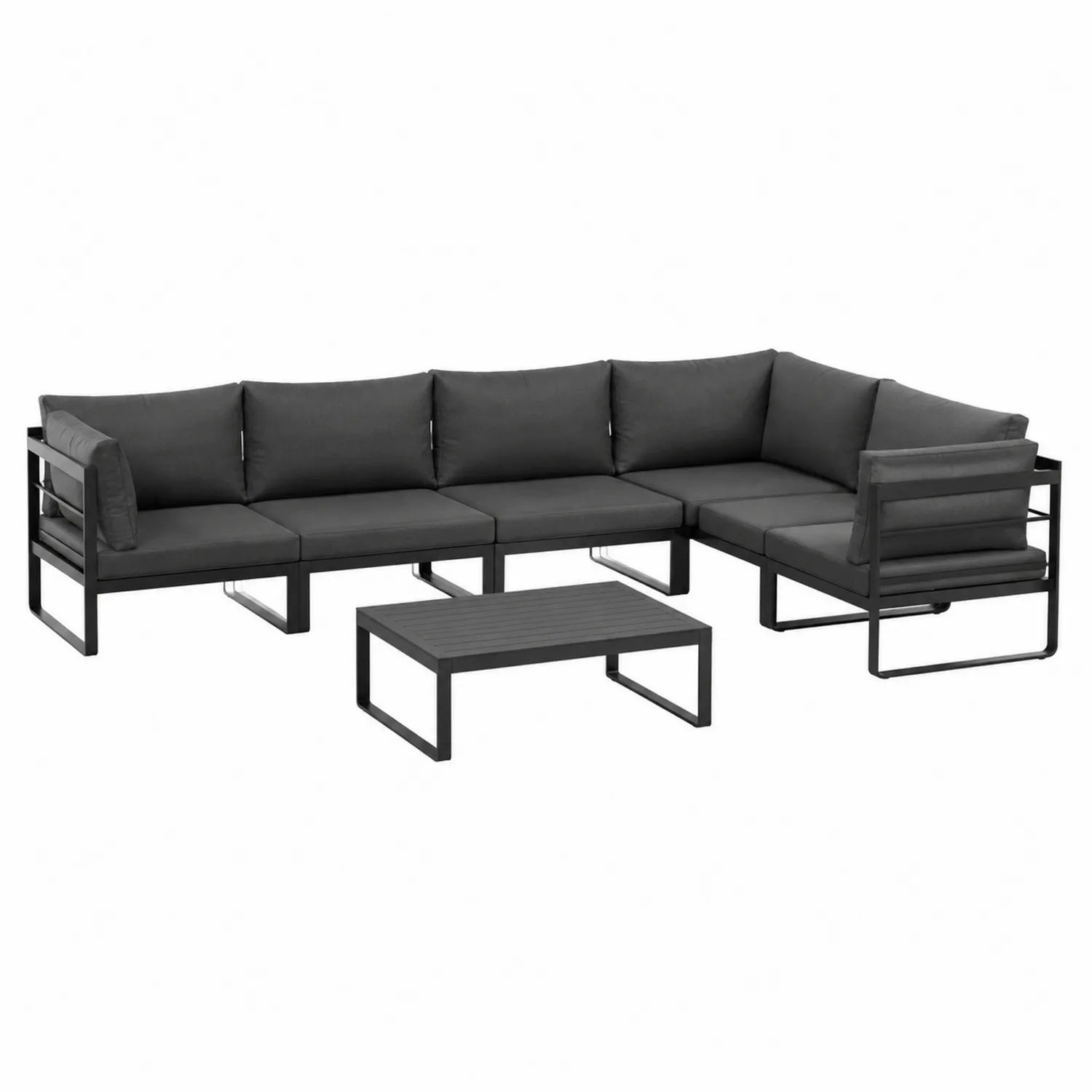 Zestaw narożny ogrodowy z aluminium i tkaniny, ciemnoszary, 5-osobowy